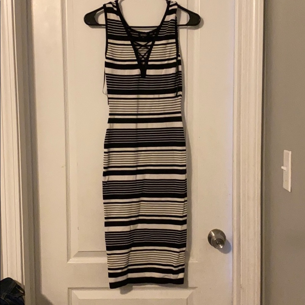 Like new! Black and white striped bodycon dress